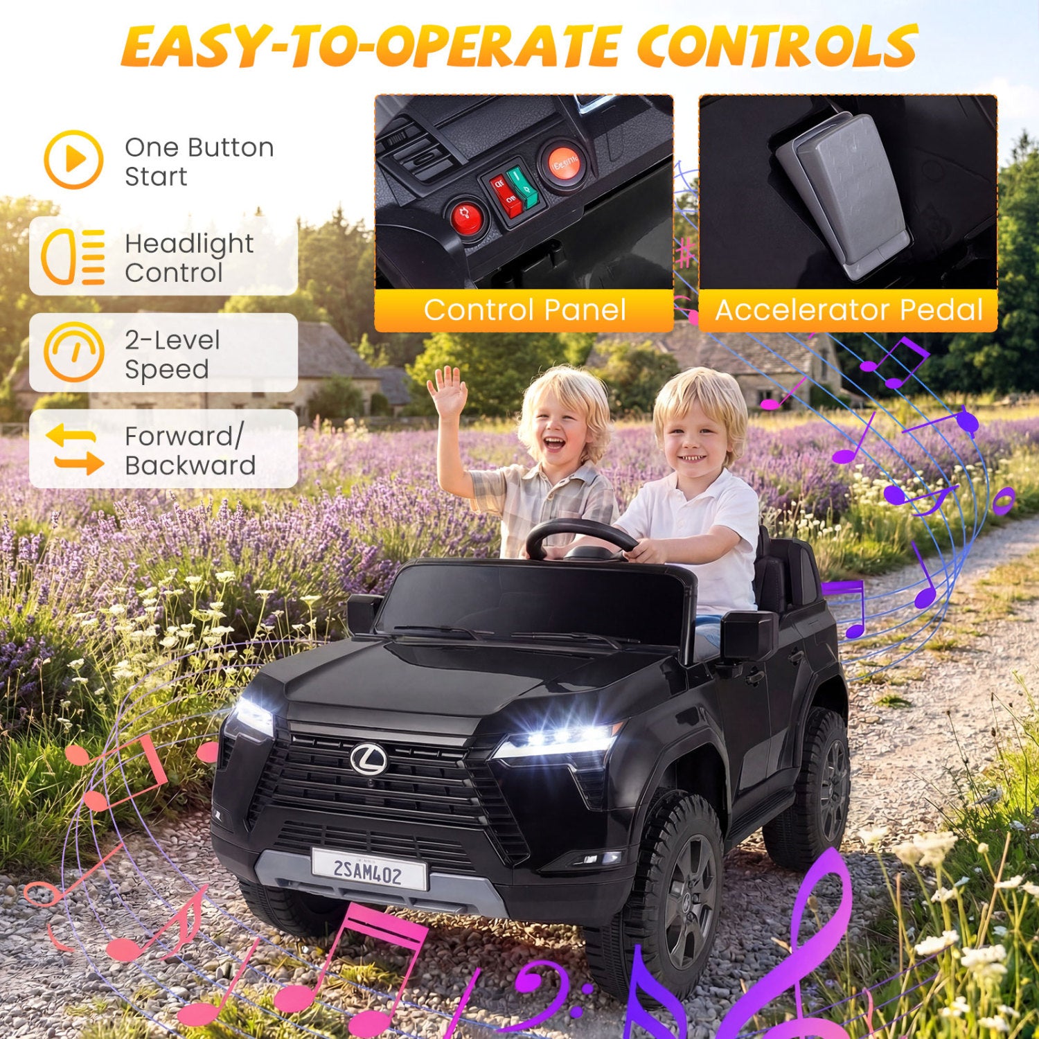 24V 4WD Electric Ride On Car, For Ages 3+, Black Powered Ride On Toys at Gallery Canada