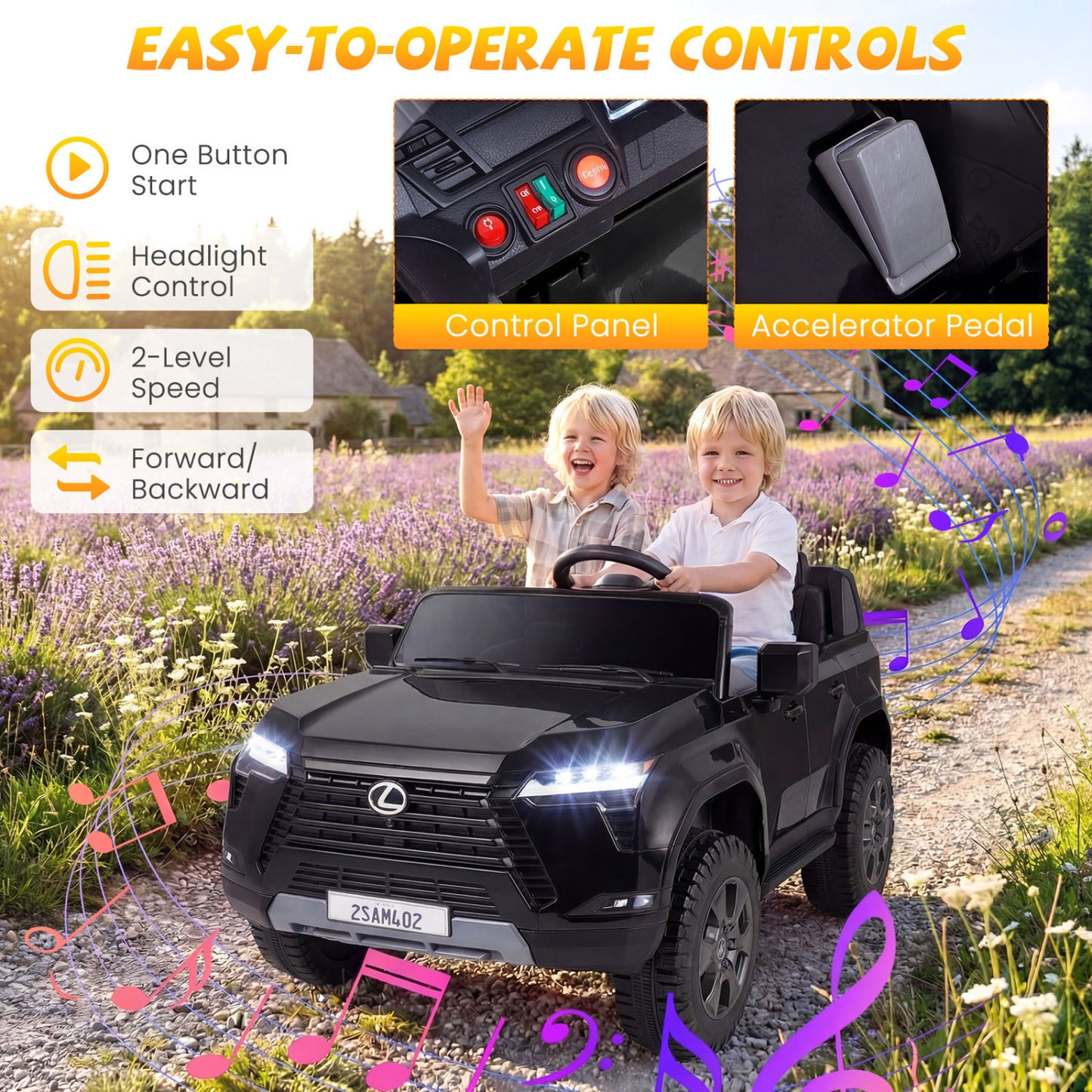 24V 4WD Electric Ride On Car, For Ages 3+, Black Powered Ride On Toys at Gallery Canada