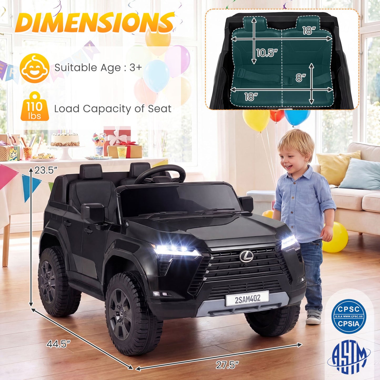 24V 4WD Electric Ride On Car, For Ages 3+, Black Powered Ride On Toys at Gallery Canada