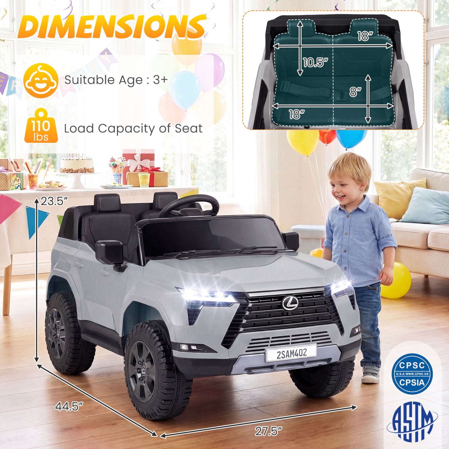 24V 4WD Ride On Car, Remote Control, Ages 3+, Gray Powered Ride On Toys at Gallery Canada