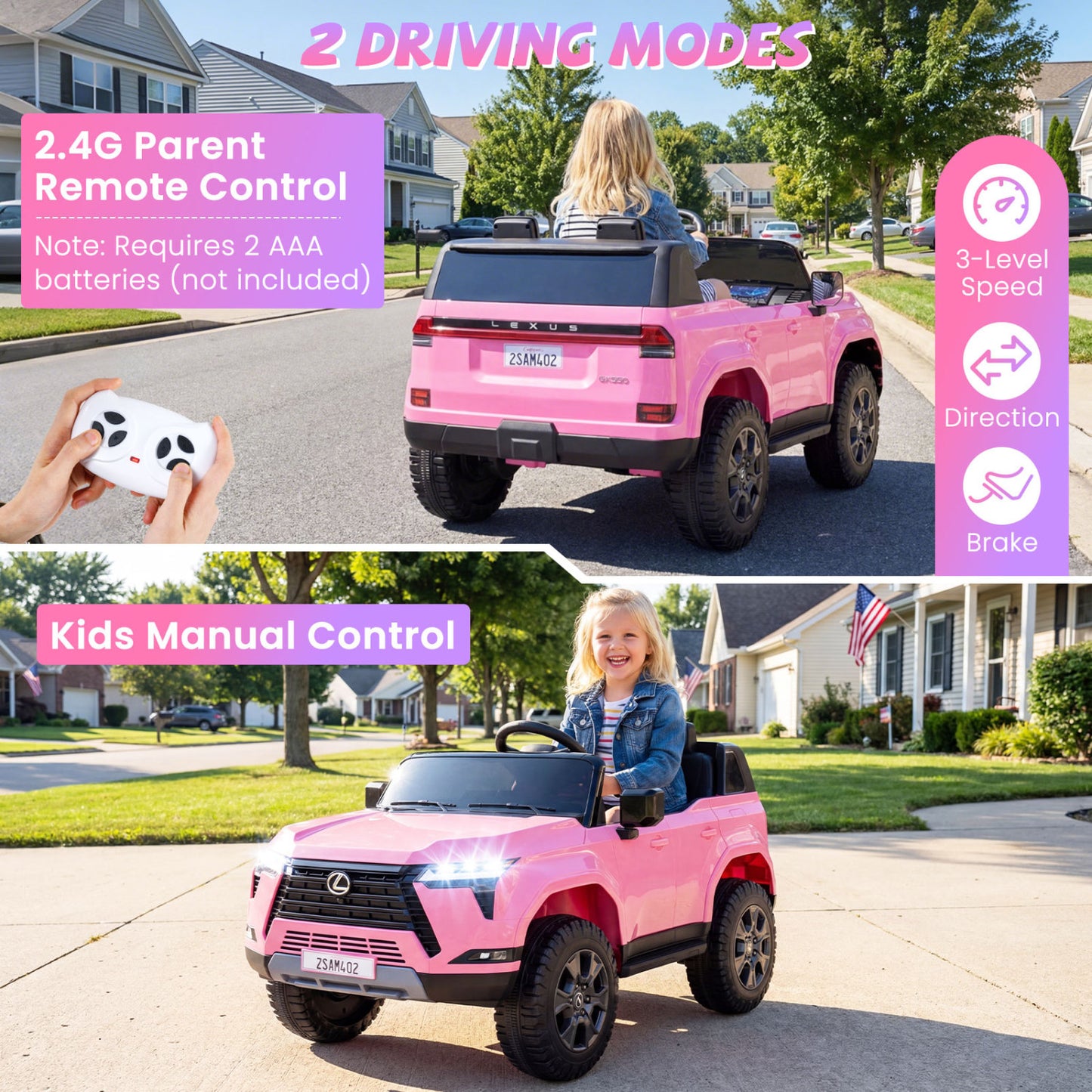 24V 4WD Ride On Car, Licensed Lexus GX550 Electric Vehicle, Pink Powered Ride On Toys at Gallery Canada