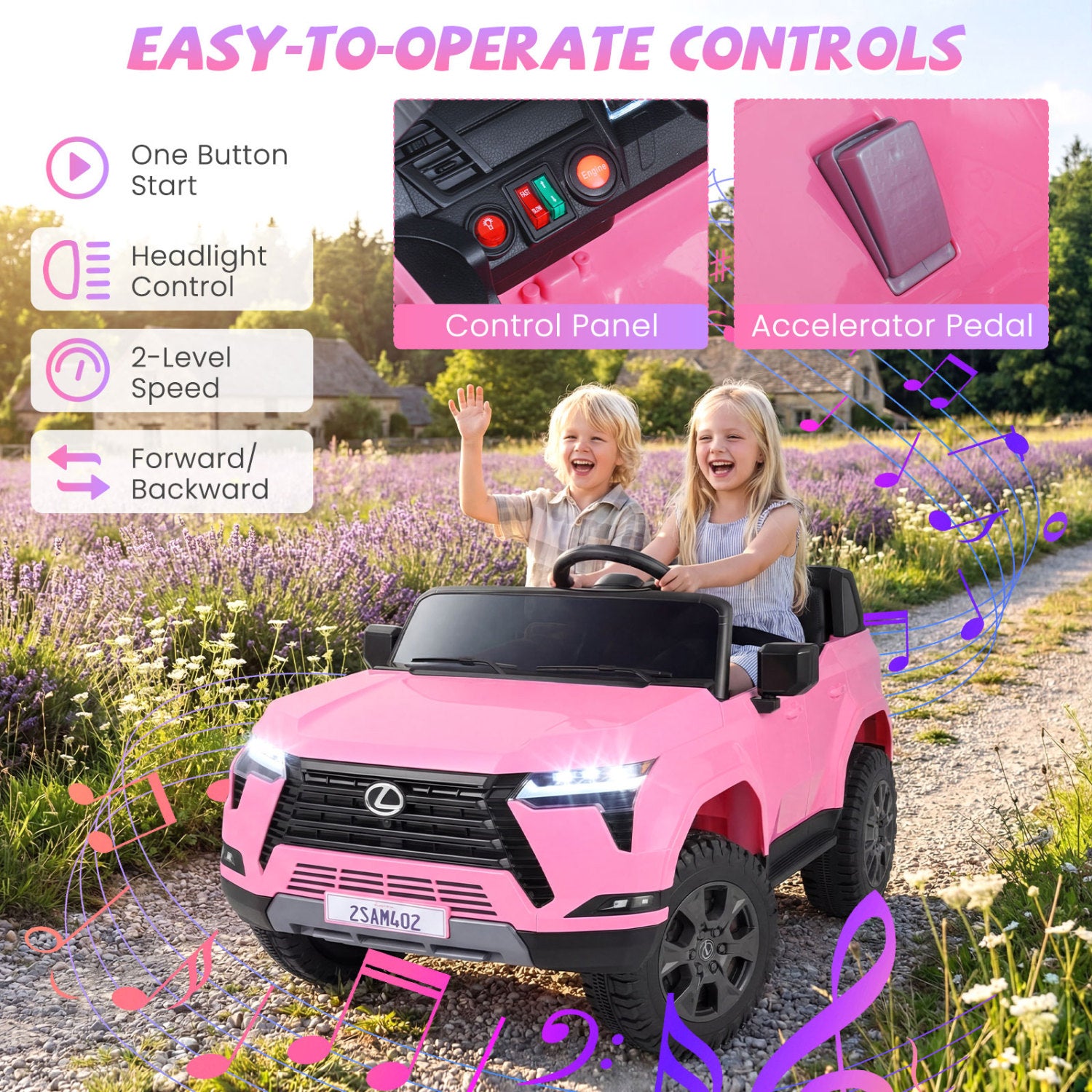 24V 4WD Ride On Car, Licensed Lexus GX550 Electric Vehicle, Pink Powered Ride On Toys at Gallery Canada
