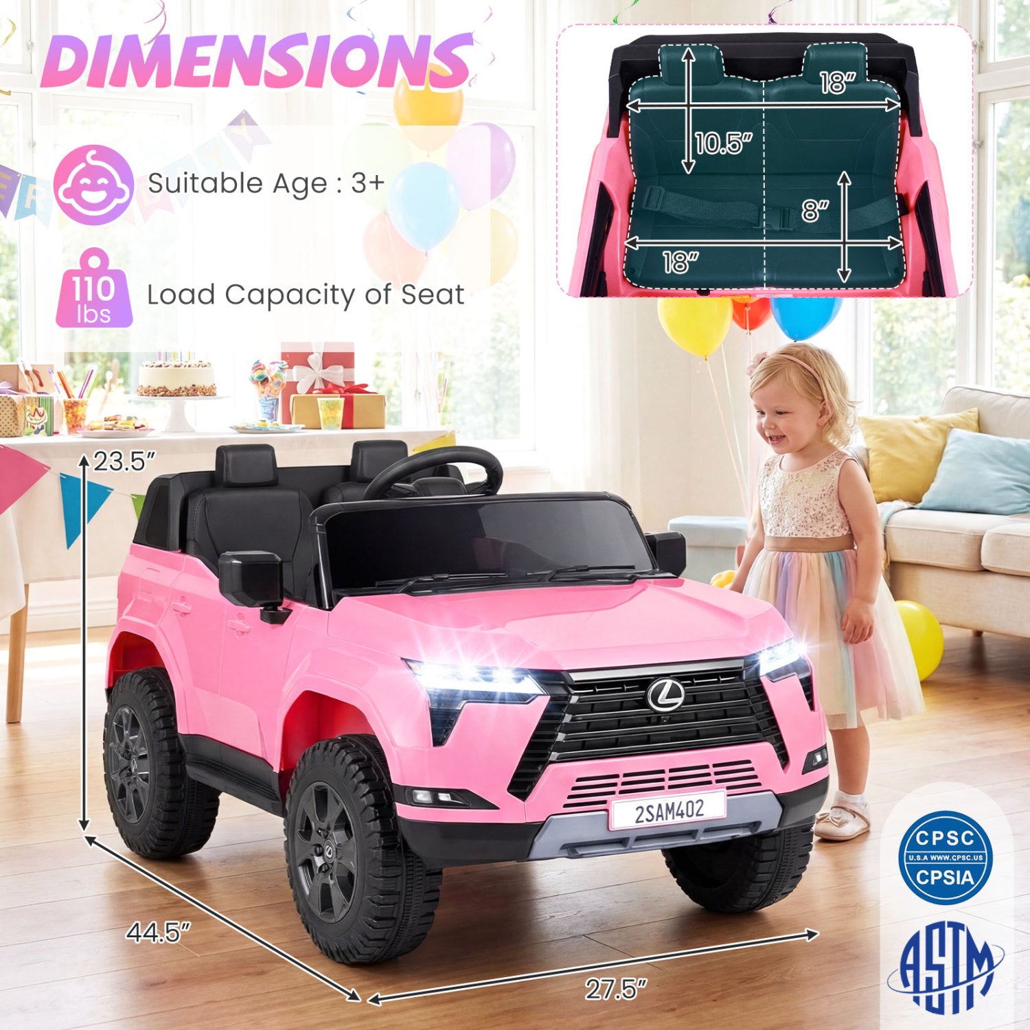 24V 4WD Ride On Car, Licensed Lexus GX550 Electric Vehicle, Pink Powered Ride On Toys at Gallery Canada