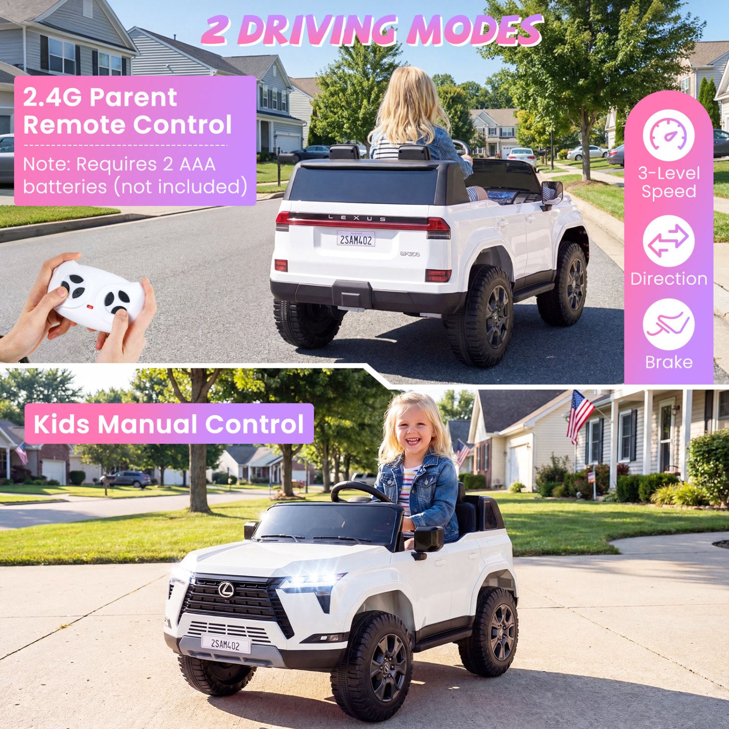 24V 4WD Ride On Car, Licensed Lexus GX550 Electric Vehicle, White Powered Ride On Toys at Gallery Canada
