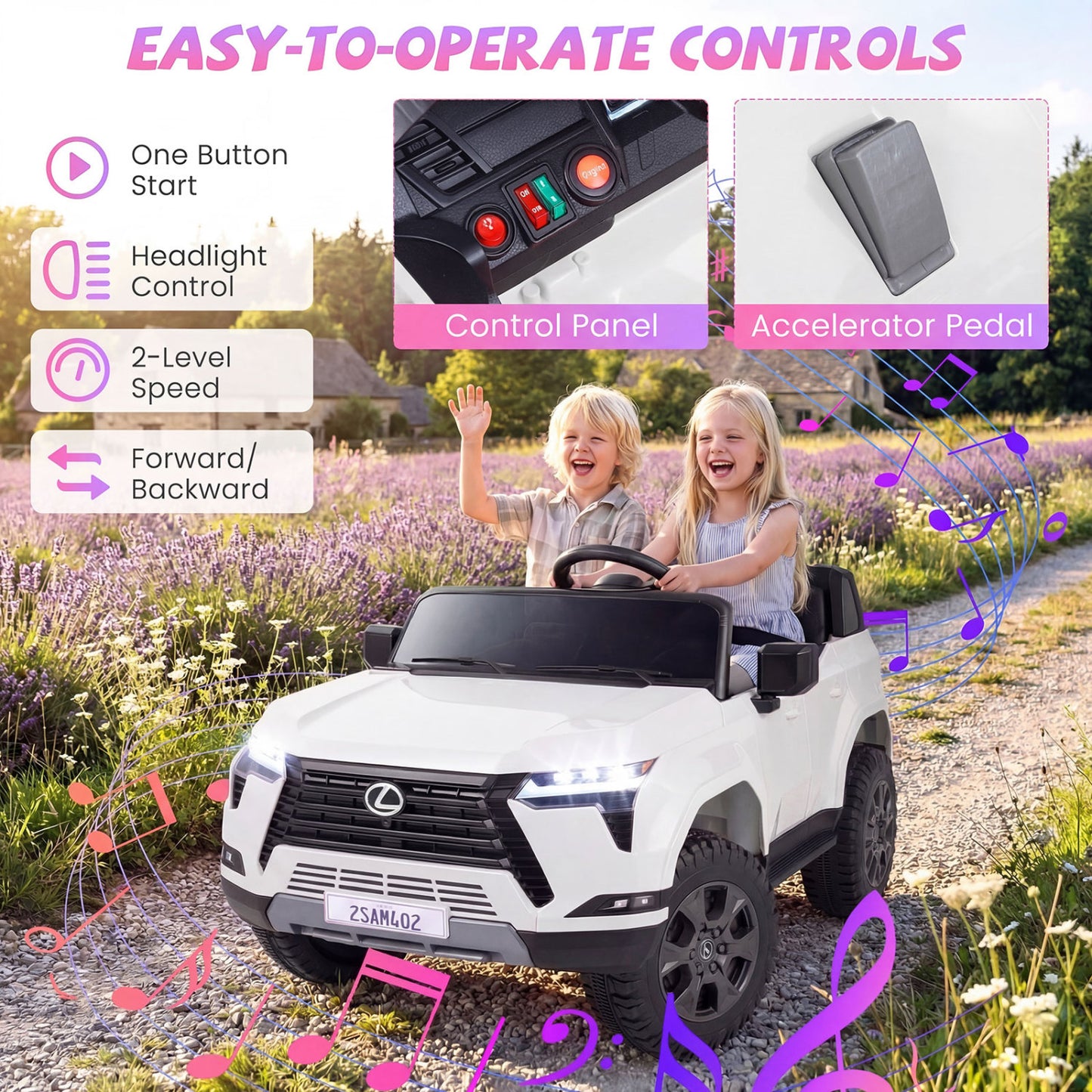24V 4WD Ride On Car, Licensed Lexus GX550 Electric Vehicle, White Powered Ride On Toys at Gallery Canada
