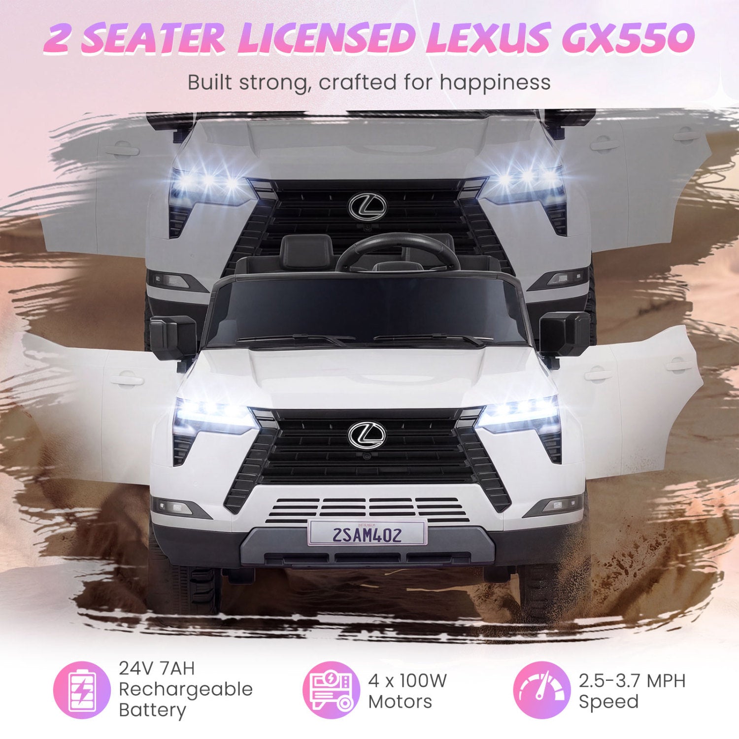 24V 4WD Ride On Car, Licensed Lexus GX550 Electric Vehicle, White Powered Ride On Toys at Gallery Canada