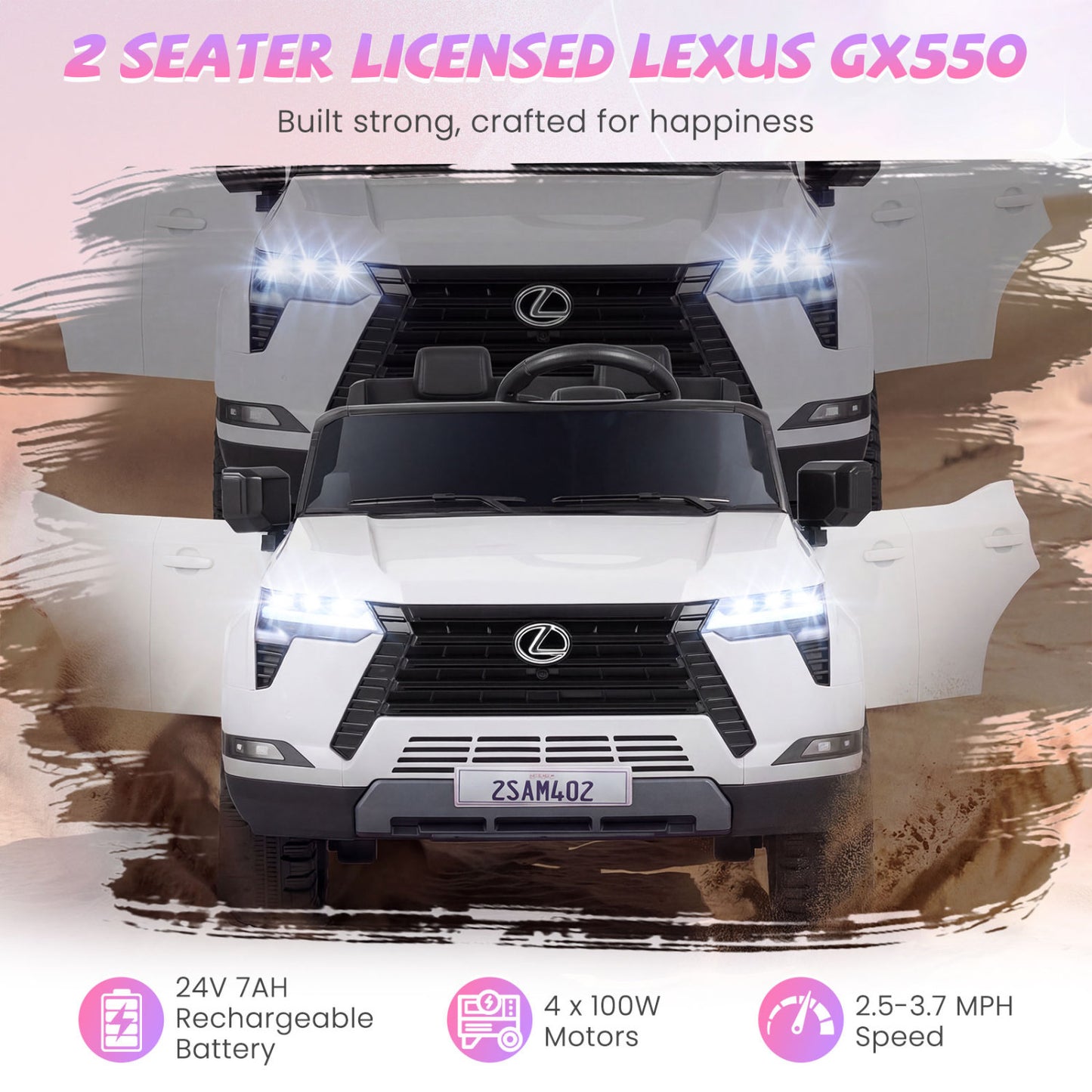 24V 4WD Ride On Car, Licensed Lexus GX550 Electric Vehicle, White Powered Ride On Toys at Gallery Canada