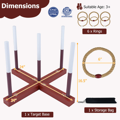 Ring Toss Game for Kids and Adult with 6 Rope Rings and Storage Bag, Brown Lawn Games at Gallery Canada