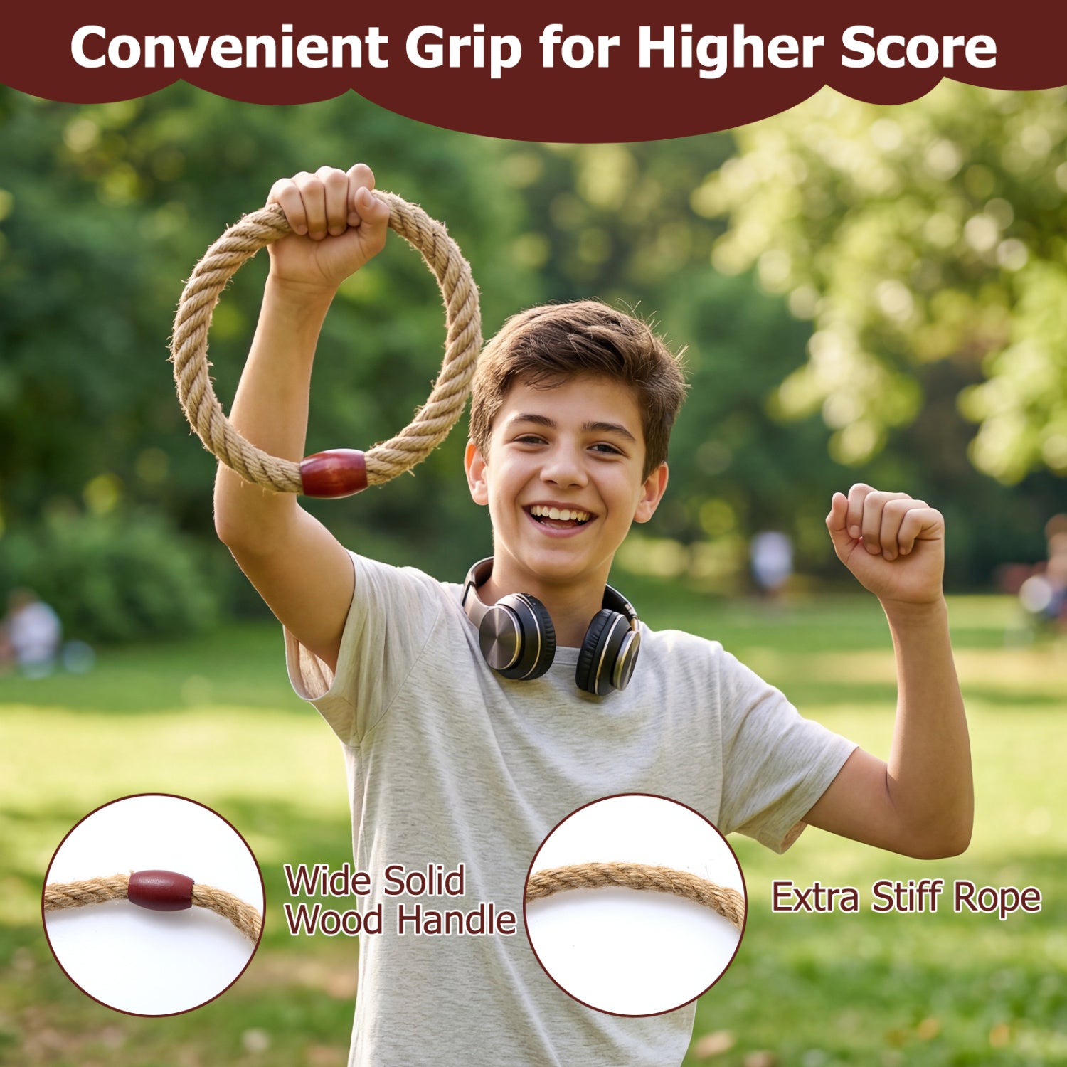 Ring Toss Game for Kids and Adult with 6 Rope Rings and Storage Bag, Brown Lawn Games at Gallery Canada