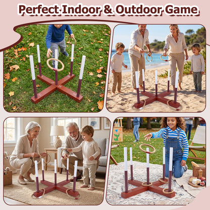 Ring Toss Game for Kids and Adult with 6 Rope Rings and Storage Bag, Brown Lawn Games at Gallery Canada