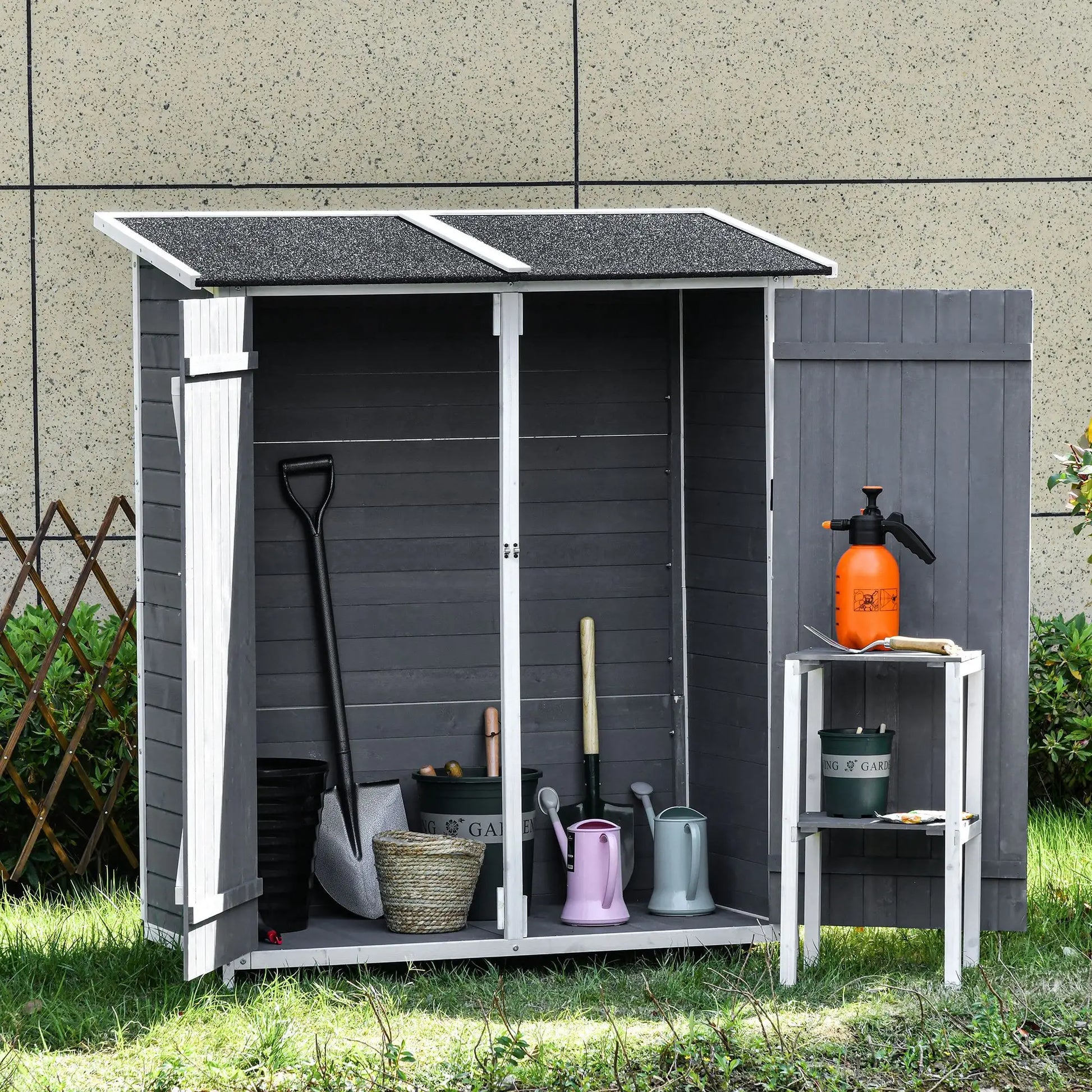 54.75''x29.5''x63'' Garden Storage Shed, Asphalt Roof, Wooden, Double Door Sheds at Gallery Canada