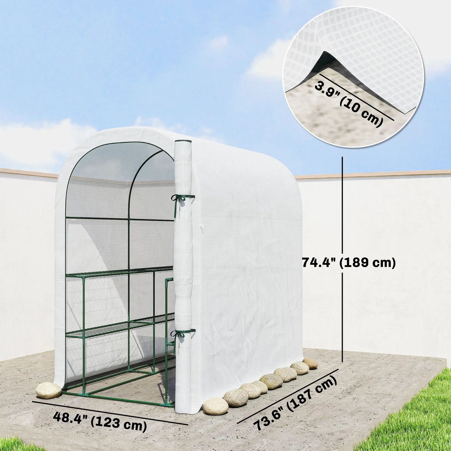 Walk-in Mini Greenhouse With Shelves, Portable Outdoor, 123 x 187 x 189 cm, White Greenhouses at Gallery Canada