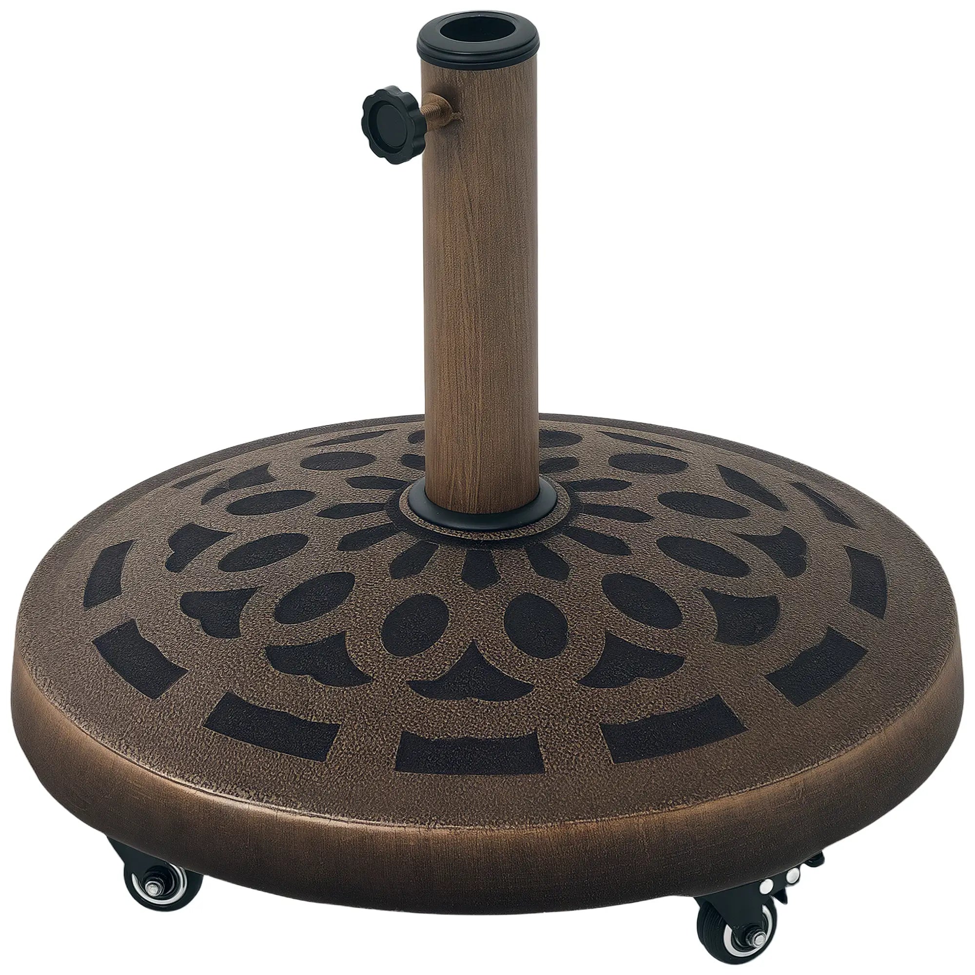 Round Patio Umbrella Base With Wheels, 46lbs, Bronze Umbrella Bases at Gallery Canada