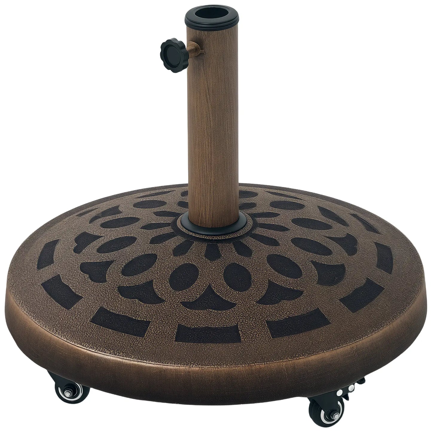 Round Patio Umbrella Base With Wheels, 46lbs, Bronze Umbrella Bases at Gallery Canada