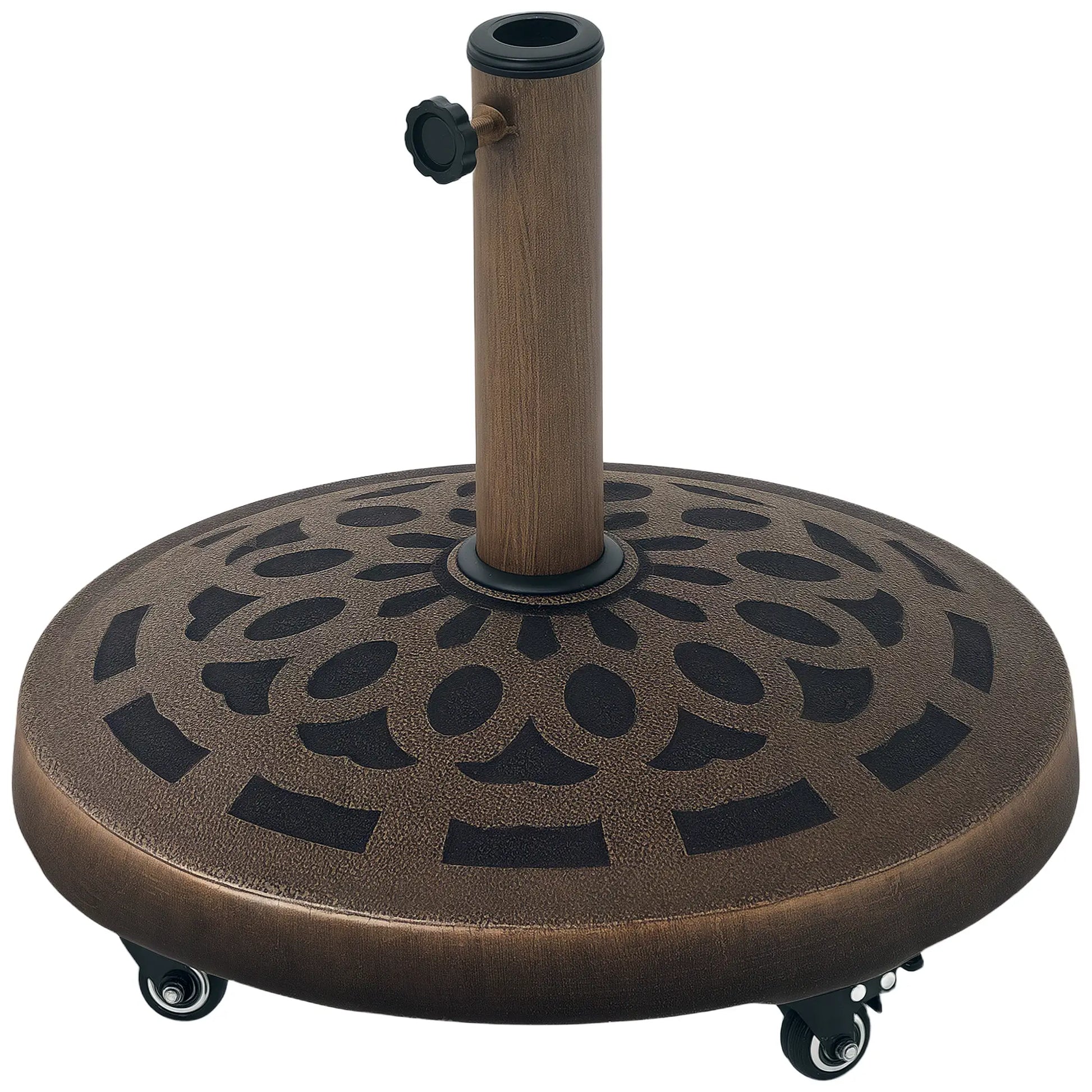 Round Patio Umbrella Base With Wheels, 46lbs, Bronze Umbrella Bases at Gallery Canada