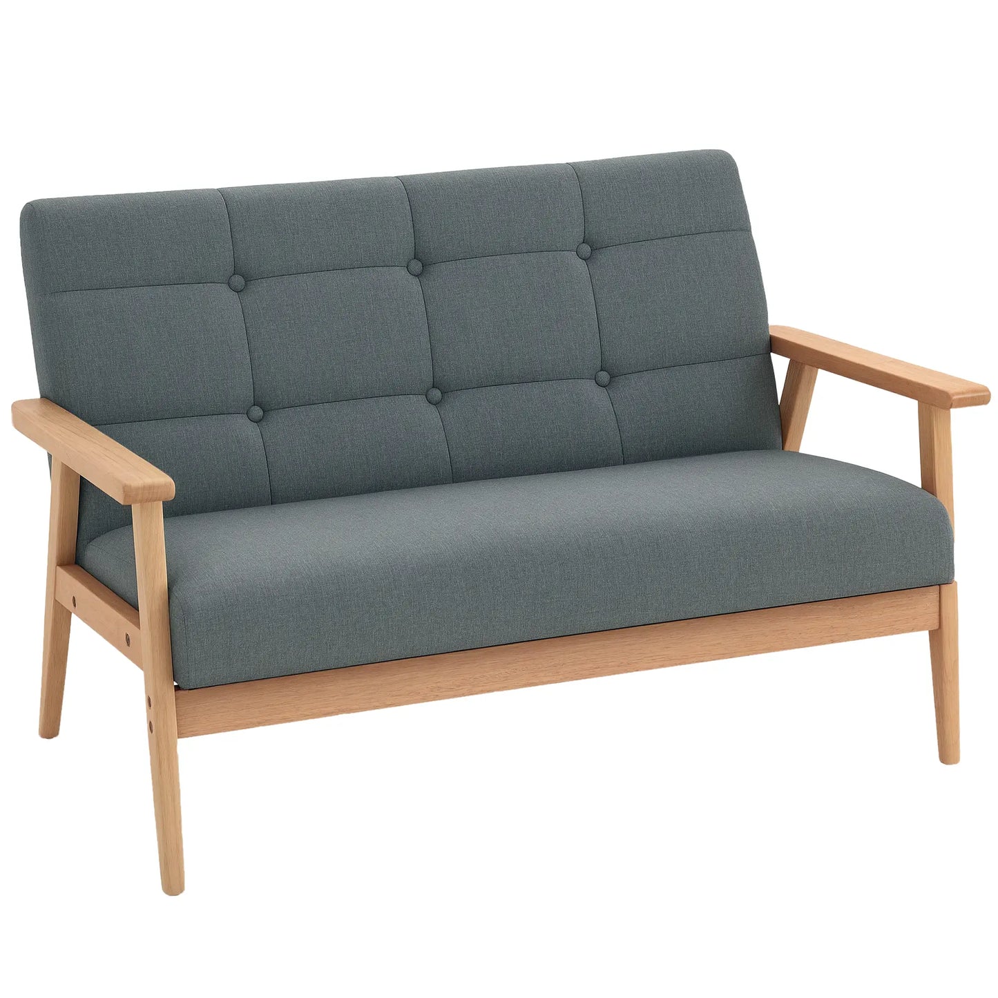 45" 2 Seat Sofa Upholstered Couch, Rubber Wood Legs, Dark Grey 2-Seater Sofas at Gallery Canada