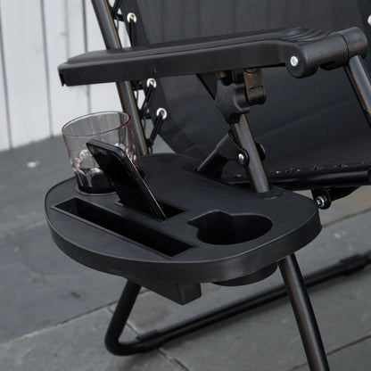 2 Piece Foldable Lounge Chair with Canopy Shade, Outdoor Zero Gravity Chair w/ Side Tray &; Cup Holder, Reclining Lounger w/ Breathable Mesh Fabric Seat, Pillow, Black Lounger Chairs at Gallery Canada
