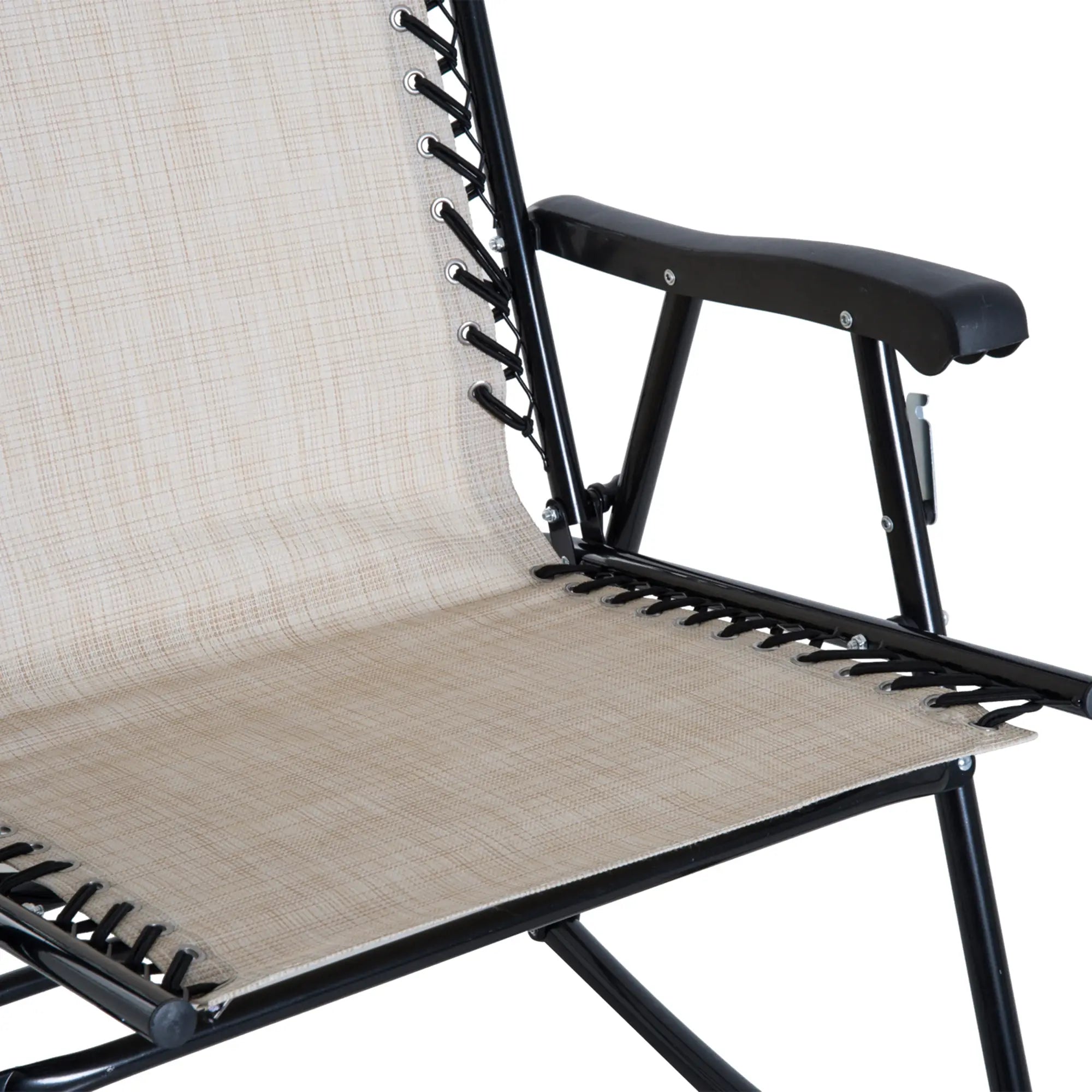 3pc Patio Rocking Chair Set, Folding Outdoor Bistro w/ Mesh, Cream White Outdoor Rocking Chairs at Gallery Canada