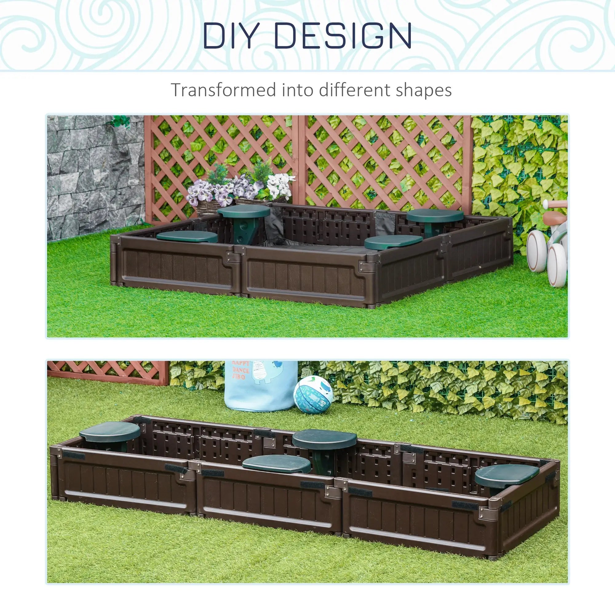 Kids Outdoor Sandbox with Canopy, Bottom Fabric Liner, Brown Sandboxes & Accessories at Gallery Canada