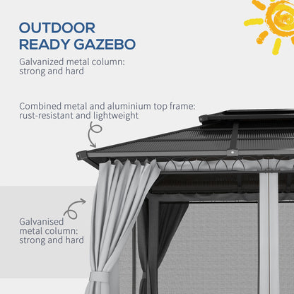 10' x 12' Outdoor Hardtop Gazebo, Steel Frame, Grey Gazebos at Gallery Canada