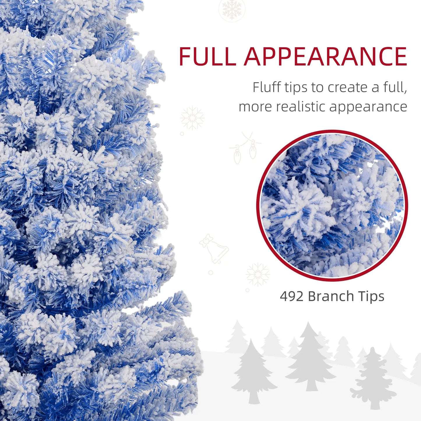 6ft Flocked Pencil Christmas Tree, Realistic Branch Tips, Blue Pencil Christmas Trees at Gallery Canada
