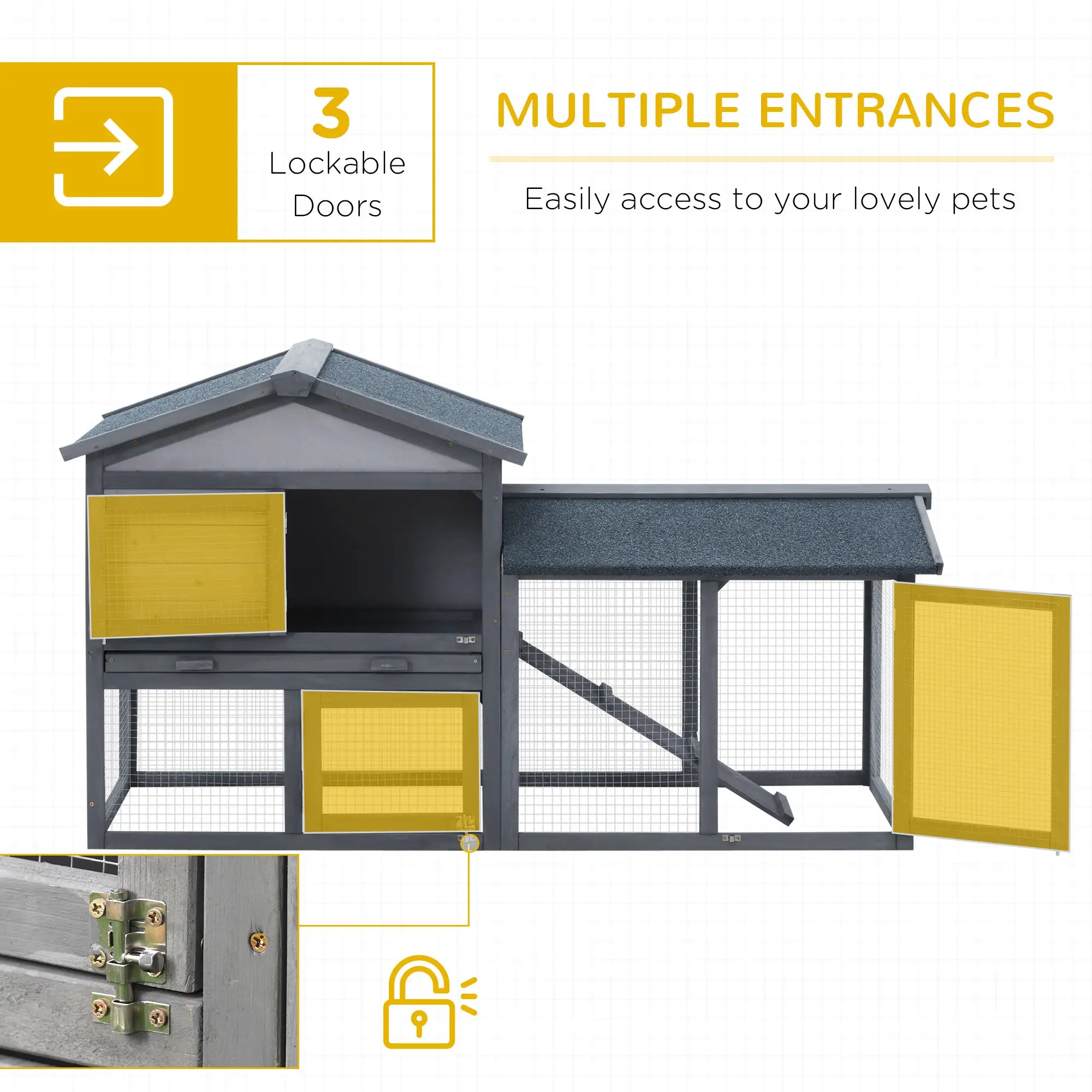 Wood Rabbit Hutch, Bunny Cage, Small Animal House, Dark Grey Rabbit Hutch at Gallery Canada