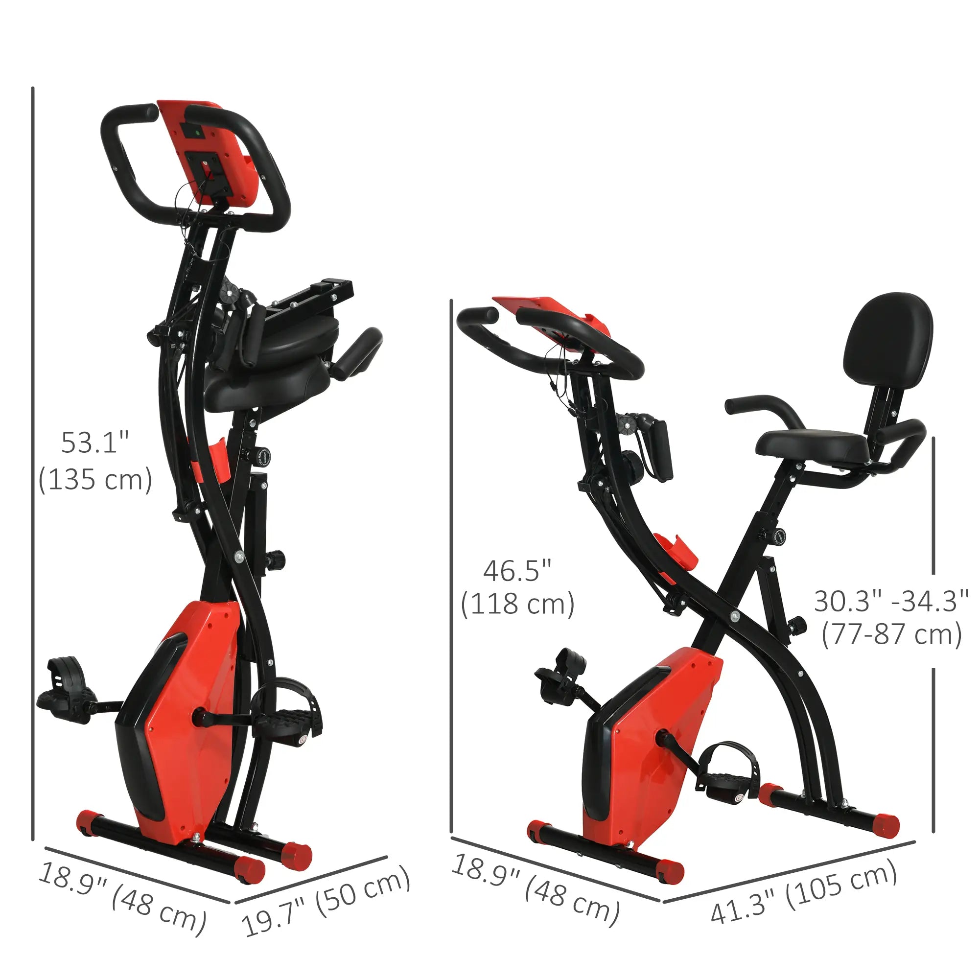 3 in 1 Folding Exercise Bike, 8-Level Magnetic Resistance, Adjustable Seat, Red Exercise & Stationary Bikes at Gallery Canada