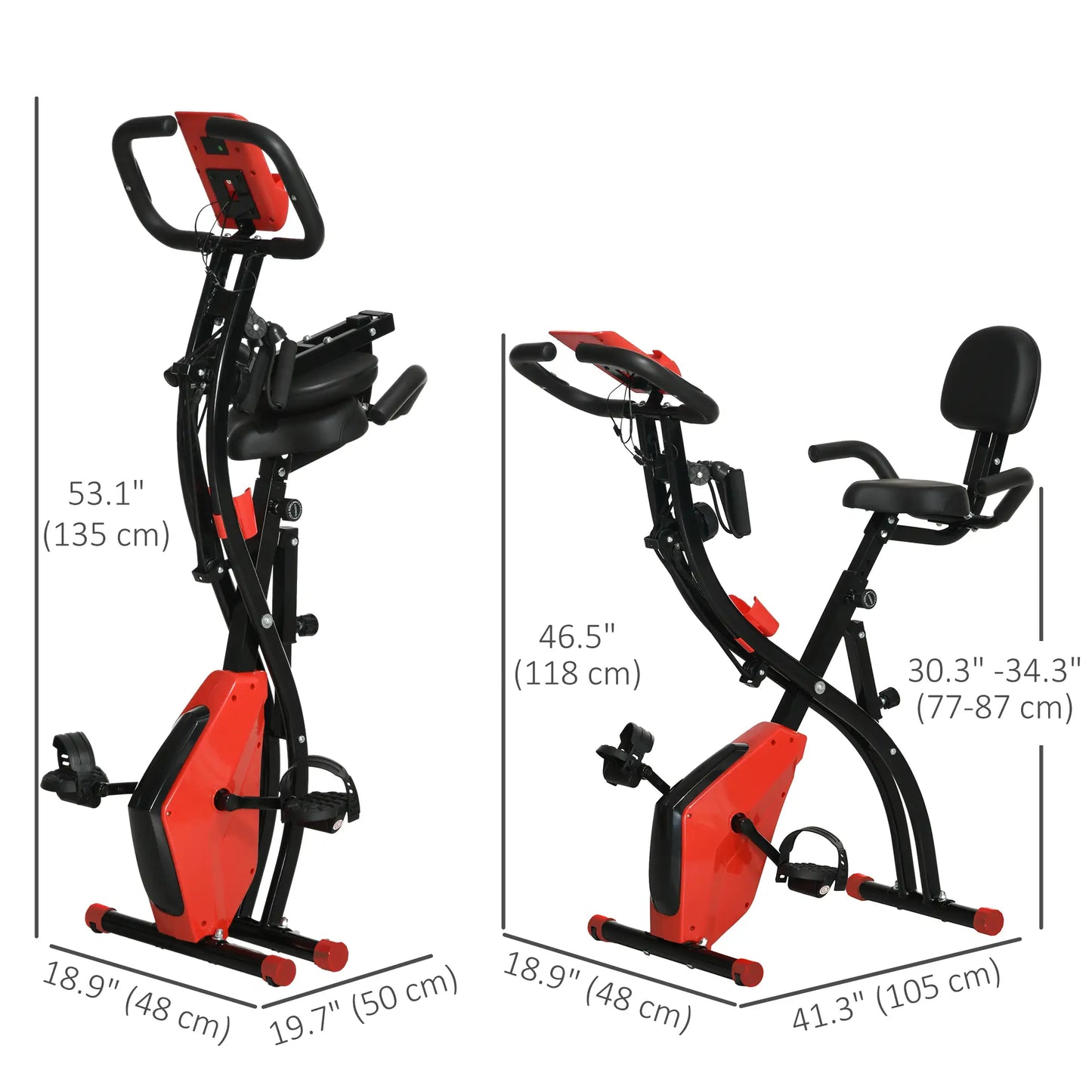 3 in 1 Folding Exercise Bike, 8-Level Magnetic Resistance, Adjustable Seat, Red Exercise & Stationary Bikes at Gallery Canada
