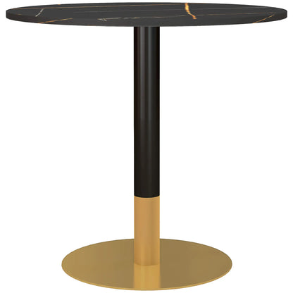 Round Dining Table, Faux Marble Top, Steel Base, Black Bar Tables & Dining Tables Black at Gallery Canada