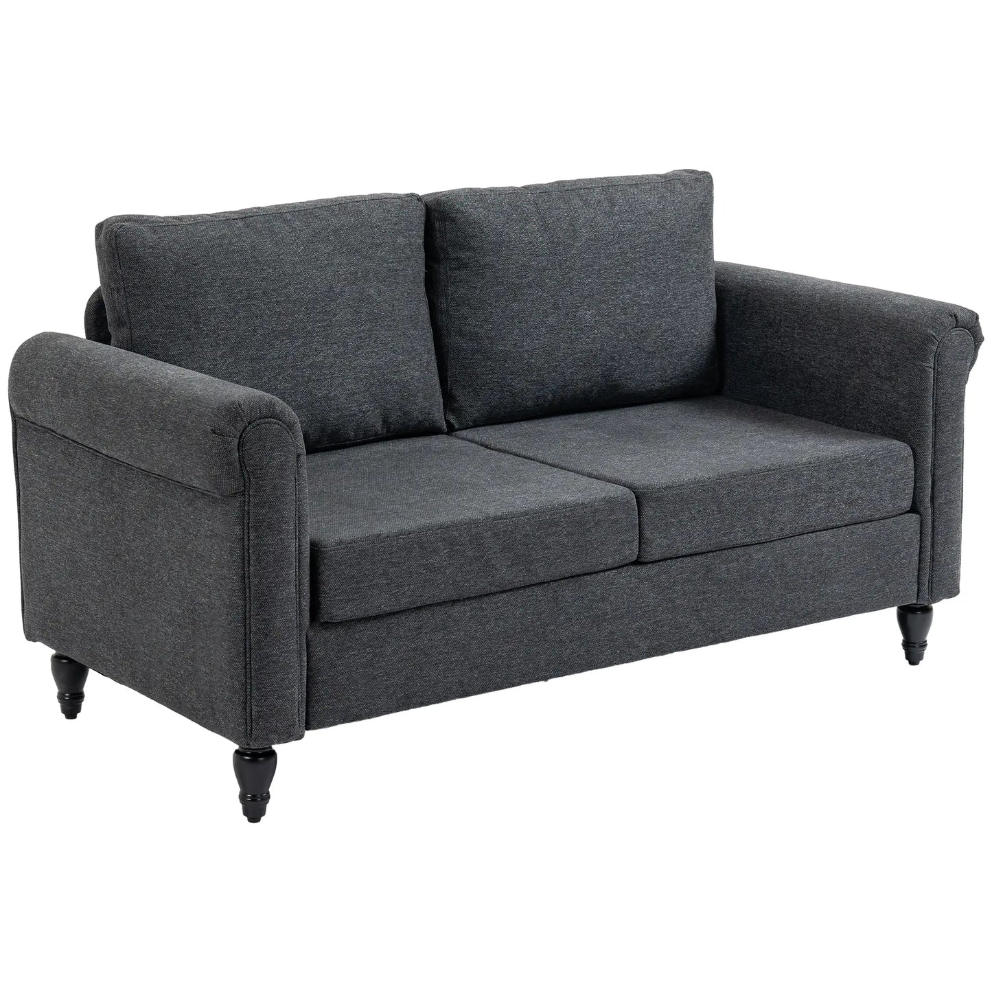 Vintage Loveseat, Upholstered Chenille 2 Seater Sofa, Dark Grey 2-Seater Sofas Dark Grey, Black at Gallery Canada