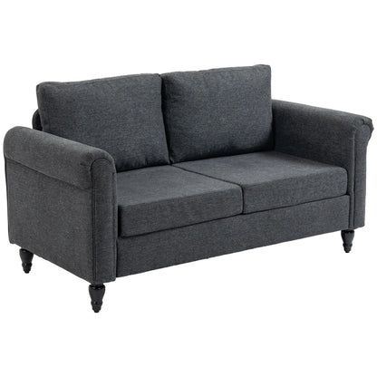 Vintage Loveseat, Upholstered Chenille 2 Seater Sofa, Dark Grey 2-Seater Sofas Dark Grey, Black at Gallery Canada