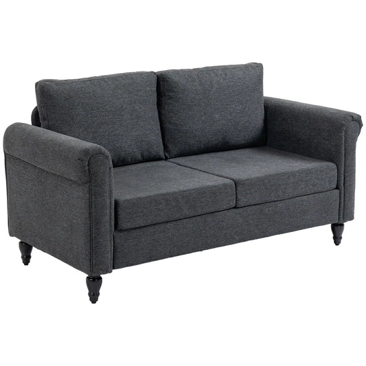 Vintage Loveseat, Upholstered Chenille 2 Seater Sofa, Dark Grey 2-Seater Sofas Dark Grey, Black at Gallery Canada