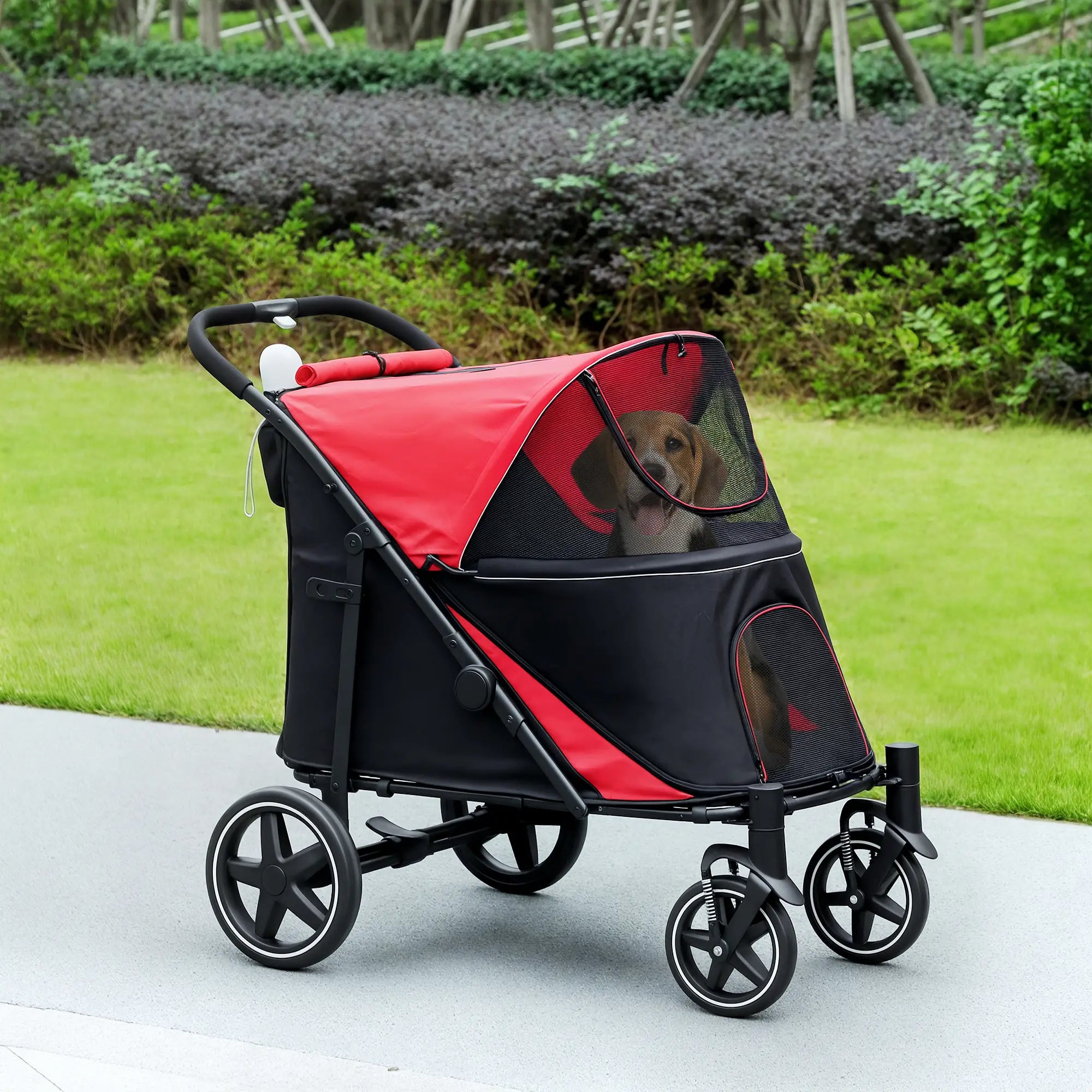 Foldable Pet Stroller, Universal Wheels, Shock Absorber, Large & Medium Dogs, Red Dog Bike Trailers & Strollers at Gallery Canada