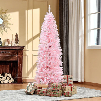 6FT Pop-up Artificial Christmas Tree Holiday Xmas Holiday Pencil Tree Decoration with Automatic Open for Home Party, Pink Artificial Christmas Trees at Gallery Canada