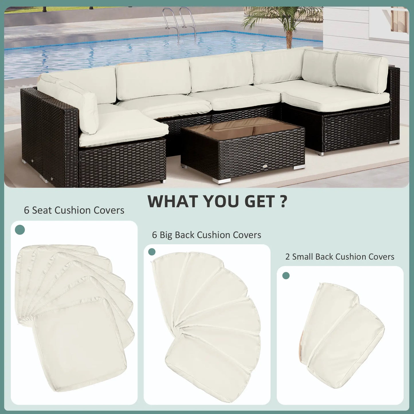 14pc Patio Rattan Sofa Set, Polyester Cushion Cover, Cream White Patio Chair Cushions at Gallery Canada