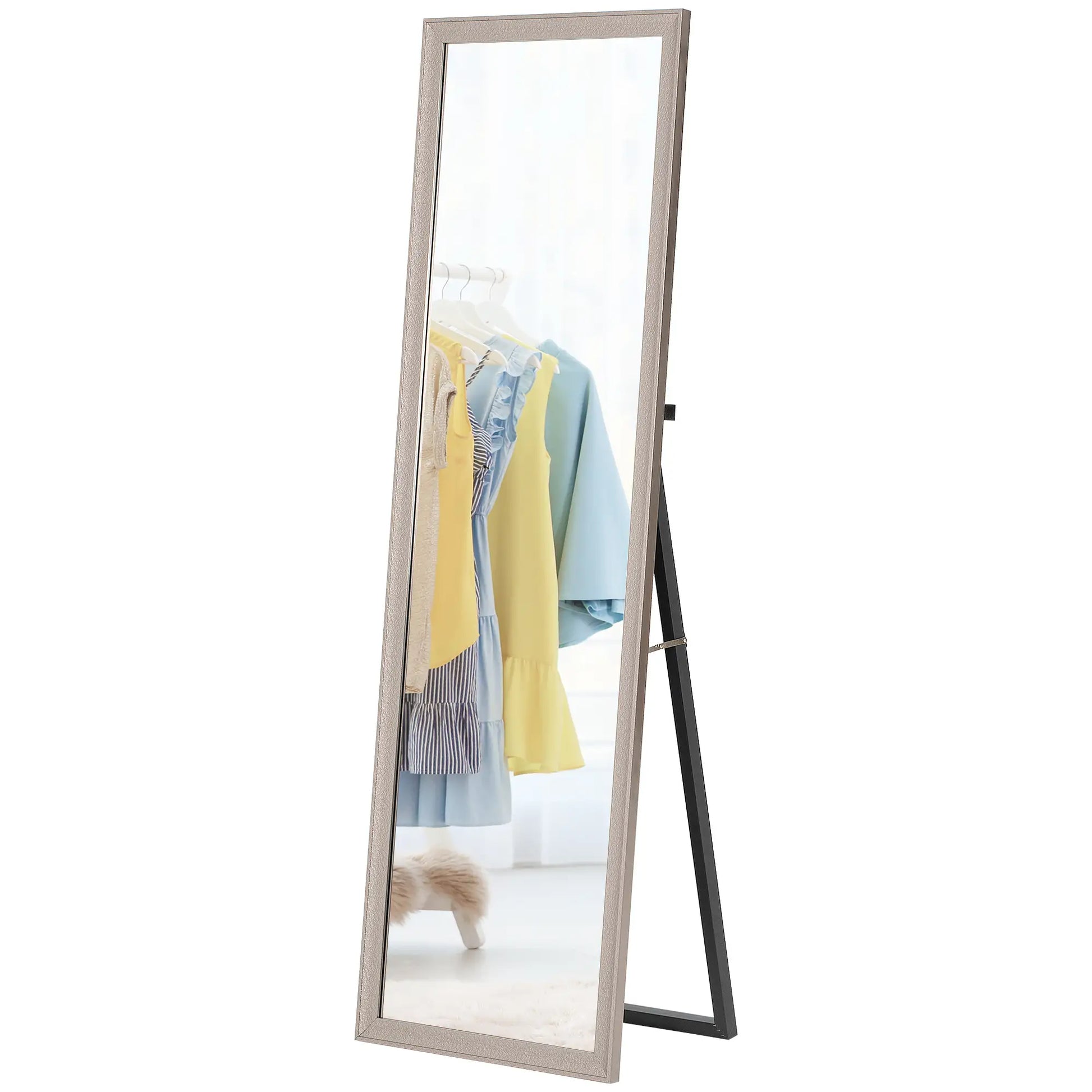 64" x 21" Rectangular Full Length Mirror, Gunmetal Silver Full Length Mirrors Gunmetal Silver at Gallery Canada