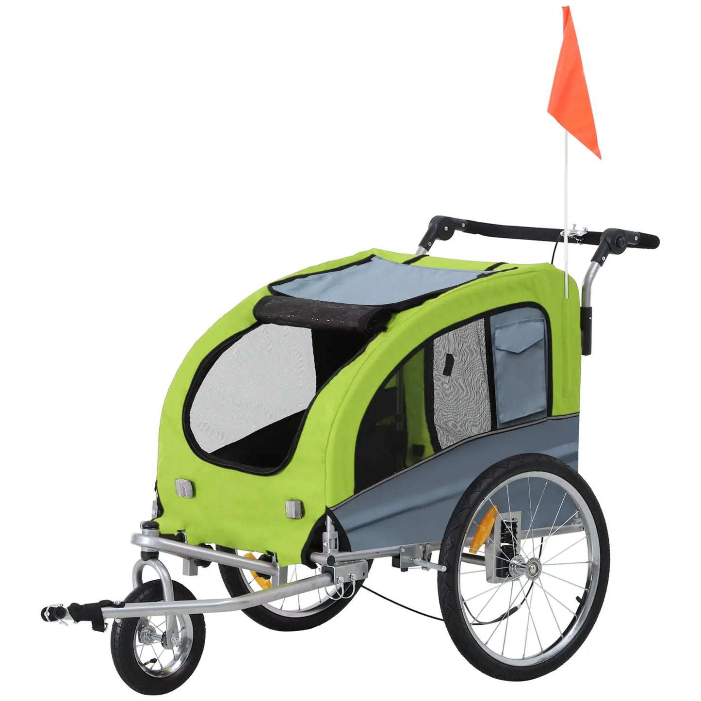 Dog Bike Trailer, 2-In-1, Suspension, Hitch, Storage Pockets, Green Dog Bike Trailers & Strollers Blue at Gallery Canada