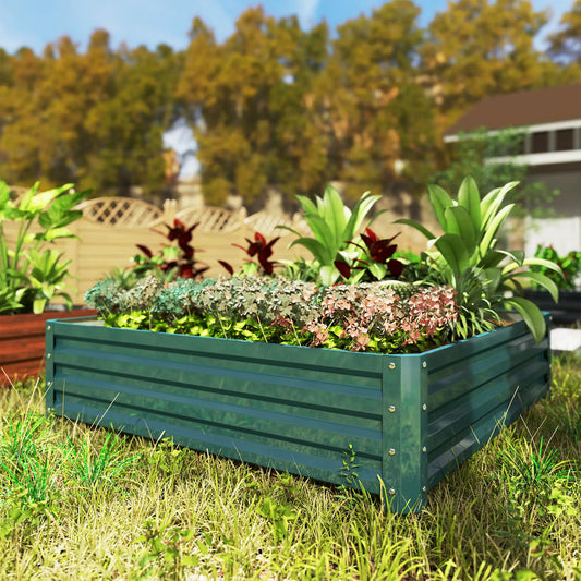 4' x 4' x 1' Galvanized Steel Raised Garden Bed, Vegetables, Flowers, Herbs Galvanized Planter Boxes Green at Gallery Canada