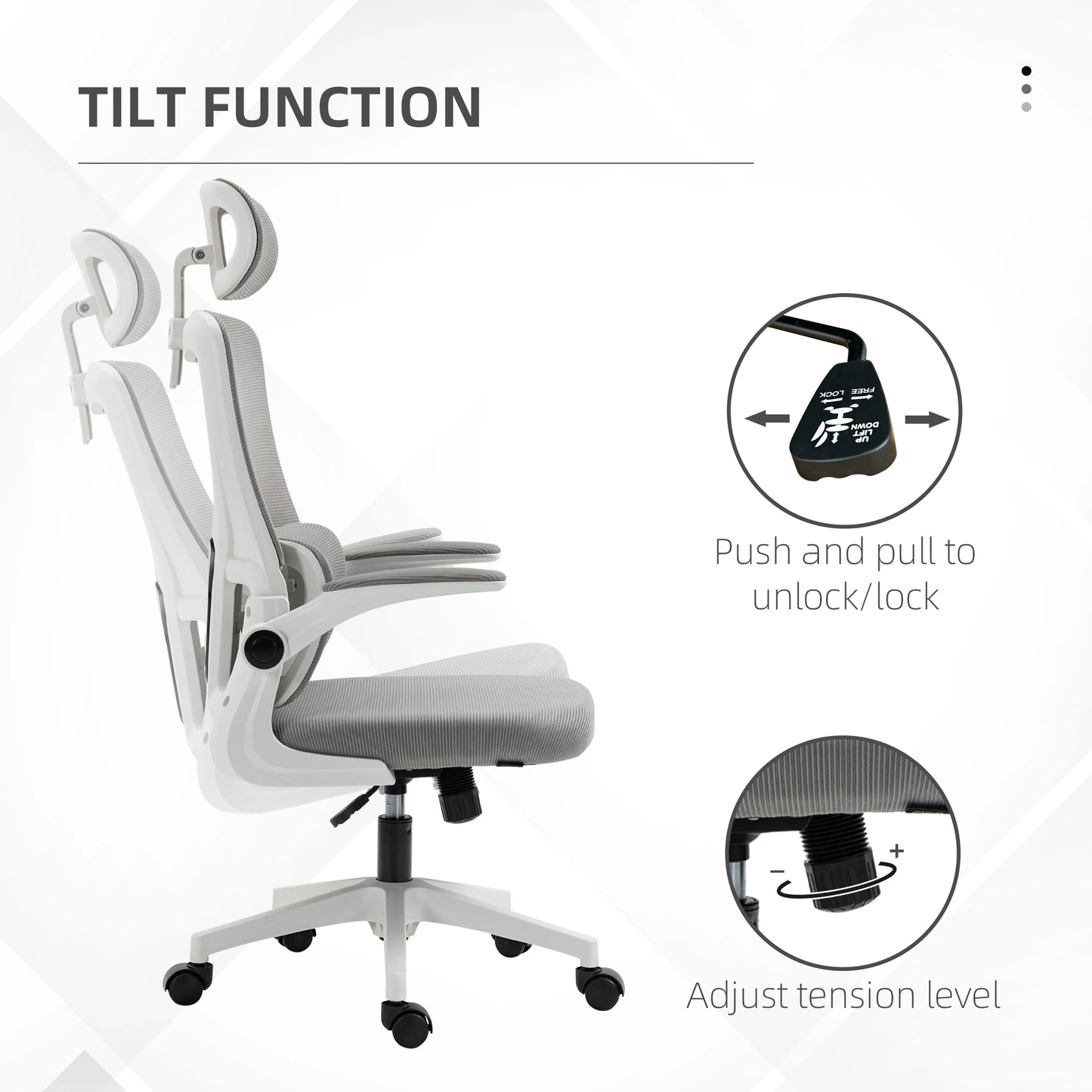 Ergonomic Office Chair, Auto-Adaptive Lumbar Support, Adjustable Headrest, Grey Executive & Manager Chairs at Gallery Canada