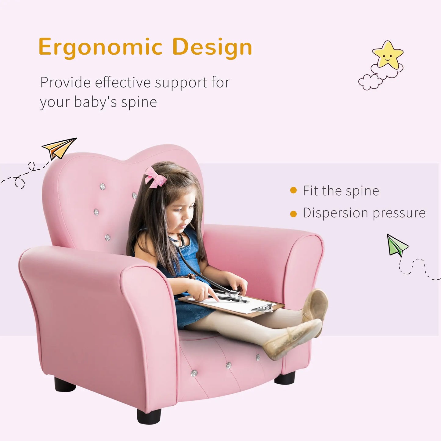 Kids Mini Princess Sofa, Toddler Chair, Upholstered Tufted Armchair, Pink Kids Chairs & Seating at Gallery Canada
