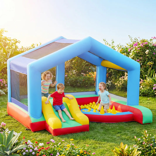 Kids Bouncy Castle, Inflatable Bounce House With Slide, Ball Pit Inflatables Multi Colour at Gallery Canada