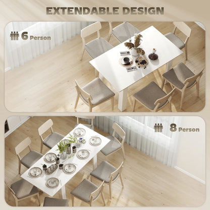 Modern Extendable Dining Table, 55.1 x 31.5 in, For 6-8 People, White Dining Tables at Gallery Canada
