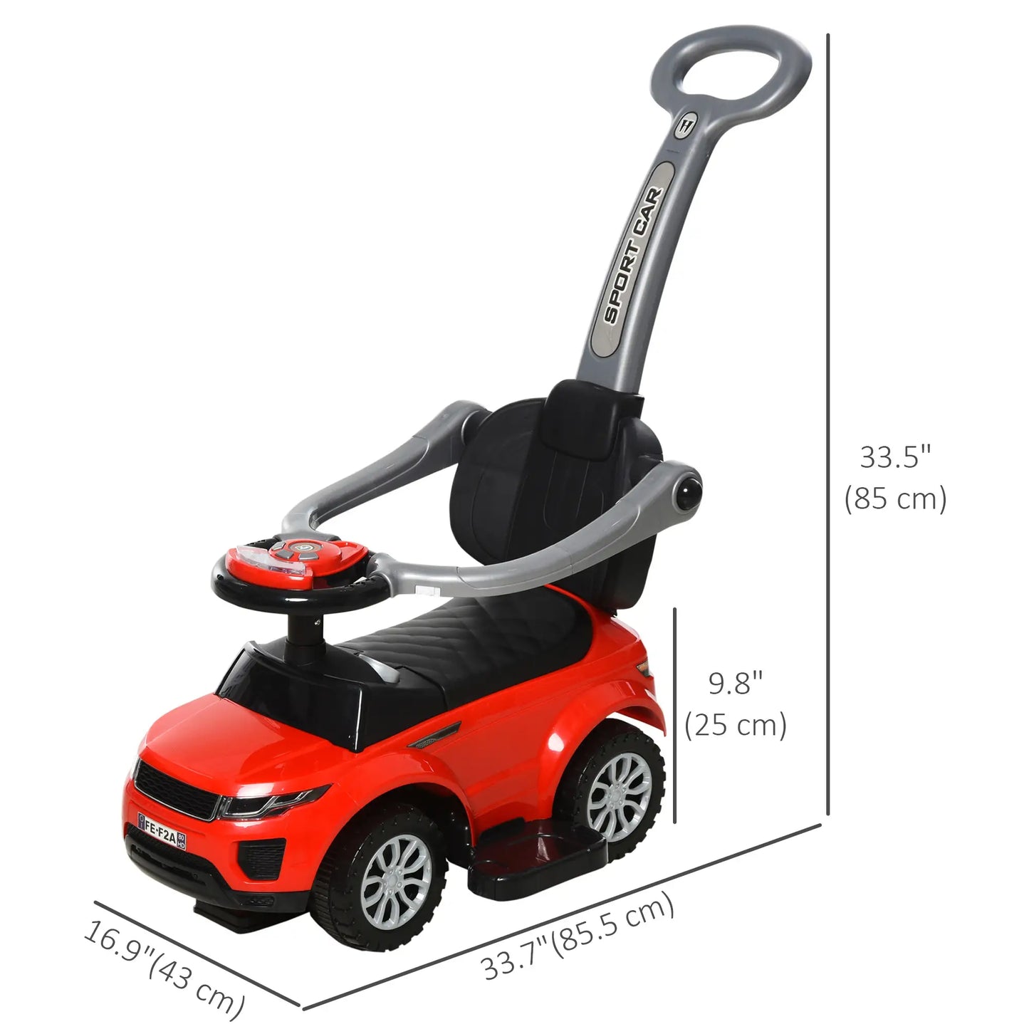 3 In 1 Ride On Push Car, Toddler Sliding Walking Car, Red