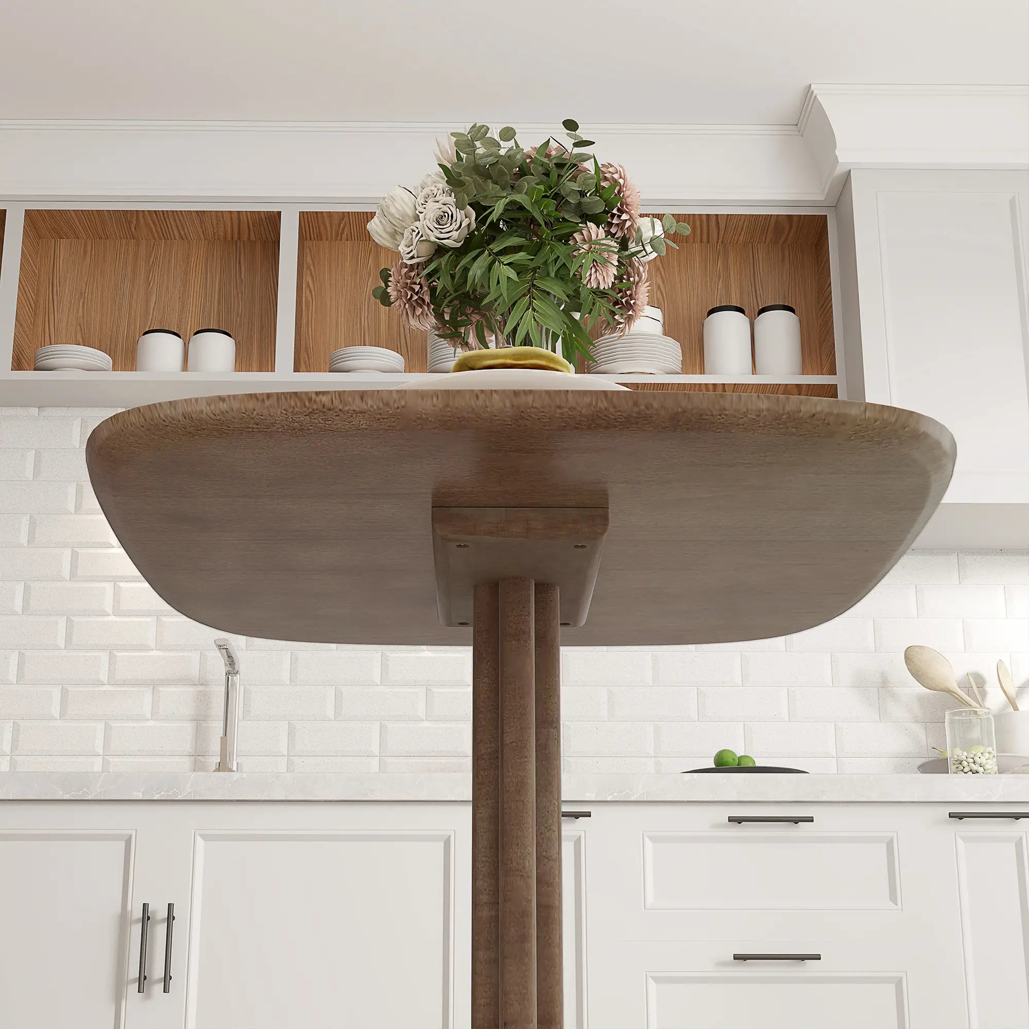 Modern Dining Table For 4, Wood-Effect Top, 27.6
