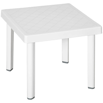 White Plastic Outdoor Square Garden Side Table, Coffee Table, White Patio Side Tables White at Gallery Canada
