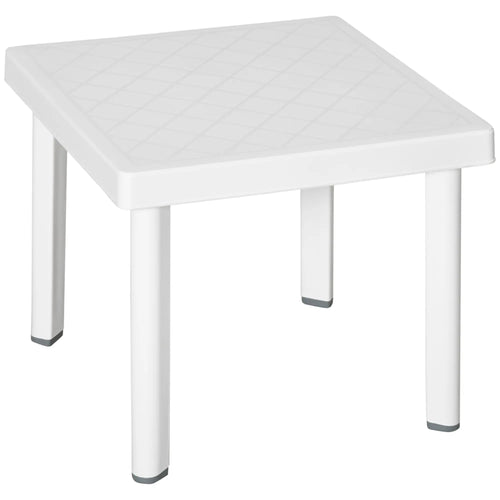 White Plastic Outdoor Square Garden Side Table, Coffee Table, White