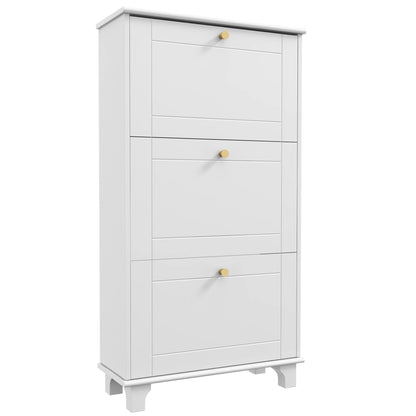 Narrow Shoe Storage, 3 Flip Drawers, Adjustable Shelves, Holds 12 Pairs, White Shoe Storage Cabinets & Racks White at Gallery Canada