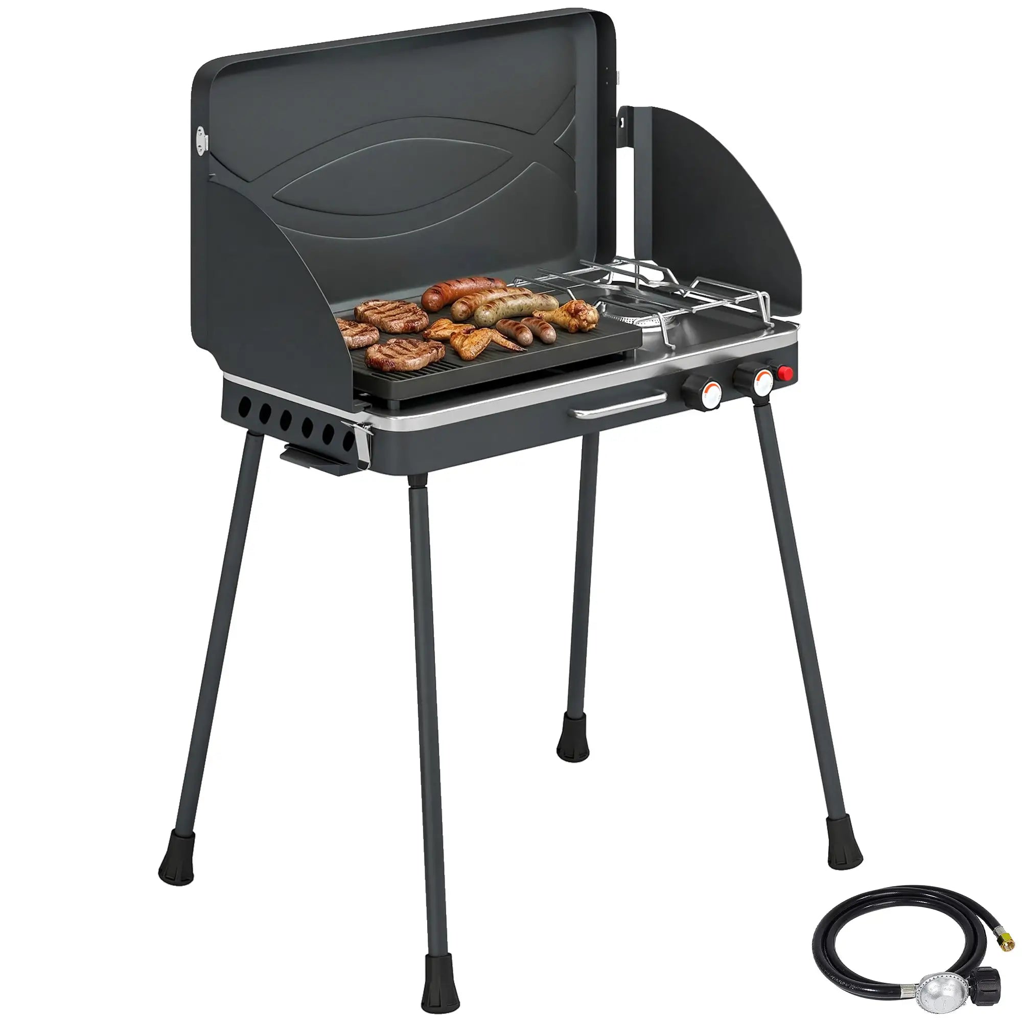 Camping Stove Gas Griddle Combo, 20,000 BTU, Portable, Black Propane Gas Grills at Gallery Canada