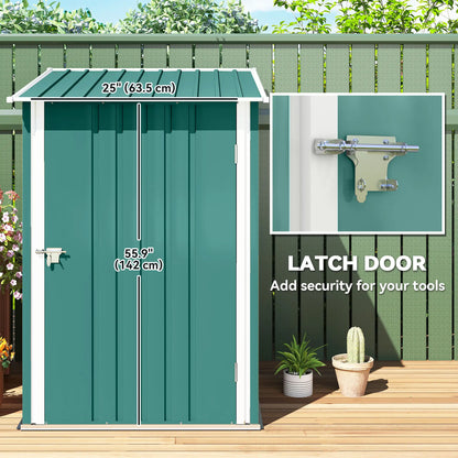 3.3' x 3.4' Lean-To Garden Shed, Galvanized Steel, Lockable Door, Green Sheds at Gallery Canada