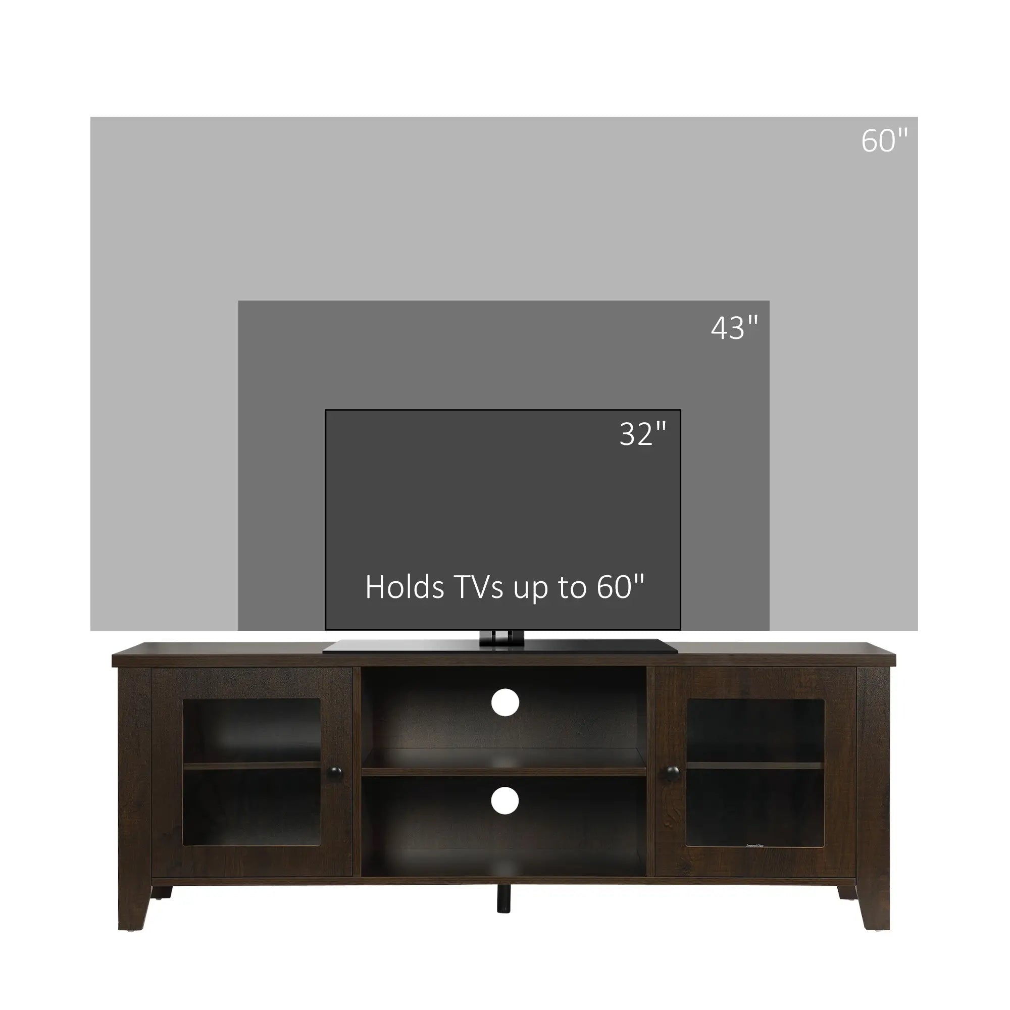 Fireplace TV Stand for 60 Inch TVs, Wood Cabinet with Storage Doors TV Stands at Gallery Canada